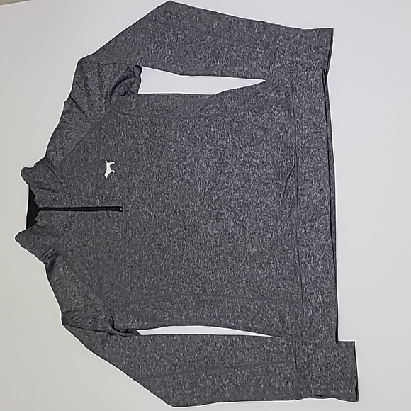 PINK VICTORIA'S SECRET Gray Quarter Zip Pull Over Active Wear Top - Size Medium - Picture 1 of 13
